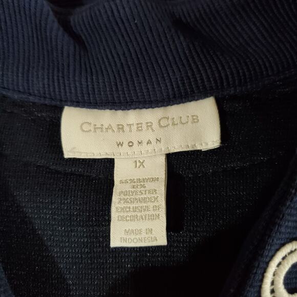 Charter Club Woman Split Neck Circle Stretch Sleeveless Dress Plus Size 1X Blue - Picture 6 of 10